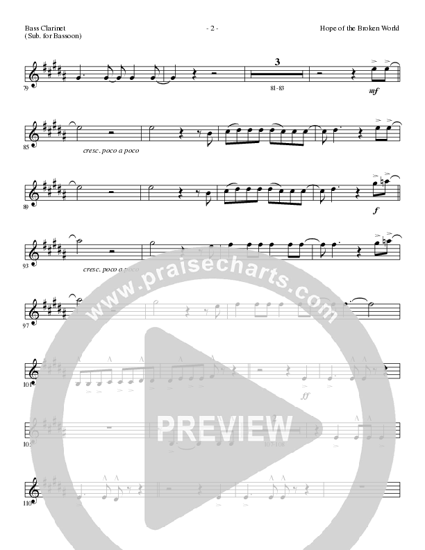 Hope Of The Broken World (Choral Anthem SATB) Bass Clarinet (Lillenas Choral / Arr. David Clydesdale)