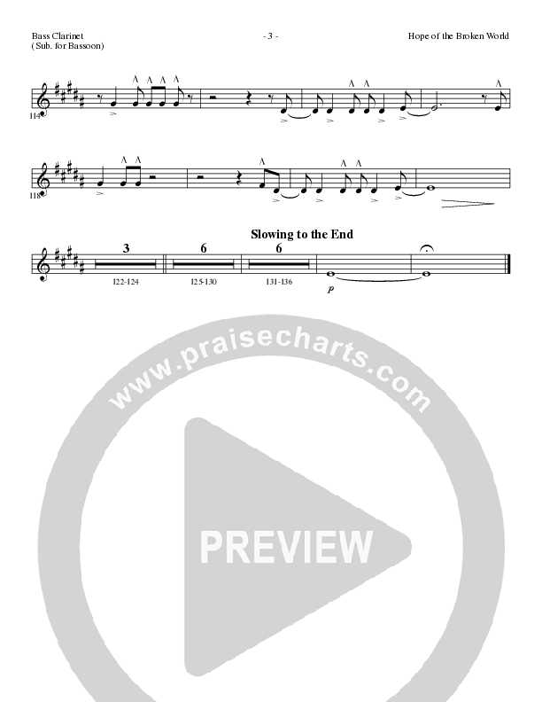 Hope Of The Broken World (Choral Anthem SATB) Bass Clarinet (Lillenas Choral / Arr. David Clydesdale)