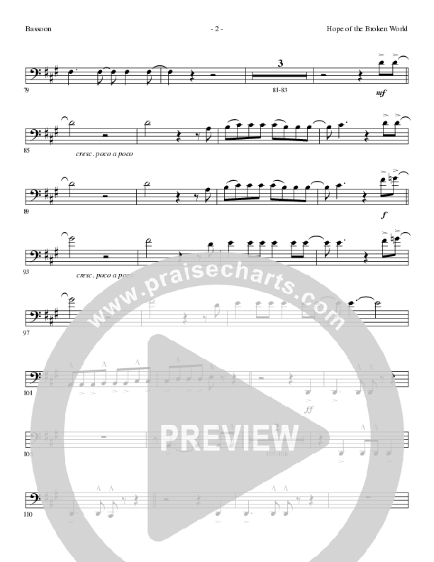 Hope Of The Broken World (Choral Anthem SATB) Bassoon (Lillenas Choral / Arr. David Clydesdale)