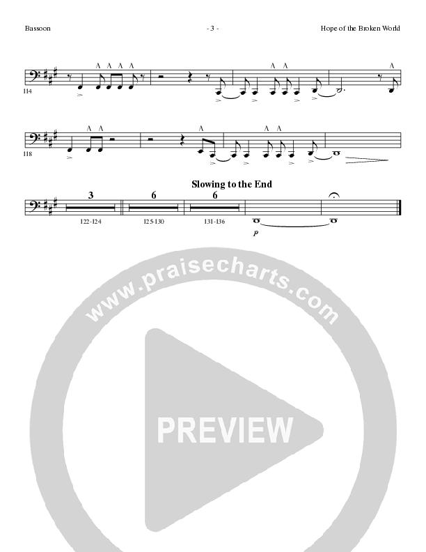 Hope Of The Broken World (Choral Anthem SATB) Bassoon (Lillenas Choral / Arr. David Clydesdale)
