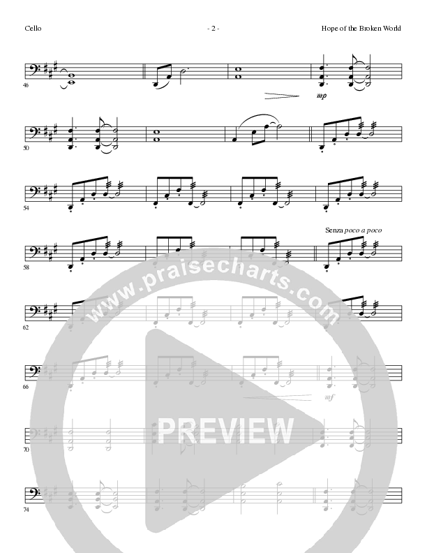 Hope Of The Broken World (Choral Anthem SATB) Cello (Lillenas Choral / Arr. David Clydesdale)