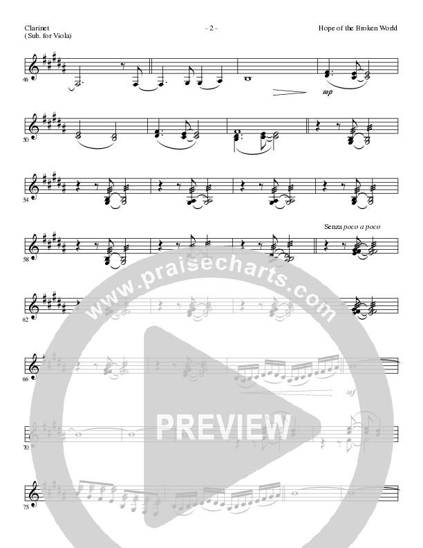 Hope Of The Broken World (Choral Anthem SATB) Clarinet (Lillenas Choral / Arr. David Clydesdale)