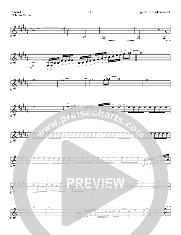 Hope Of The Broken World (Choral Anthem SATB) Clarinet (Lillenas Choral / Arr. David Clydesdale)