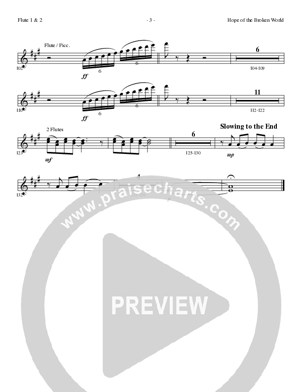 Hope Of The Broken World (Choral Anthem SATB) Flute 1/2 (Lillenas Choral / Arr. David Clydesdale)