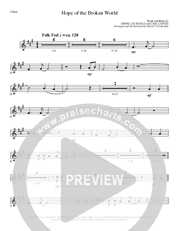 Hope Of The Broken World (Choral Anthem SATB) Oboe (Lillenas Choral / Arr. David Clydesdale)