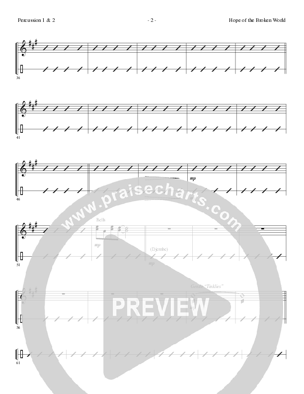 Hope Of The Broken World (Choral Anthem SATB) Percussion (Lillenas Choral / Arr. David Clydesdale)