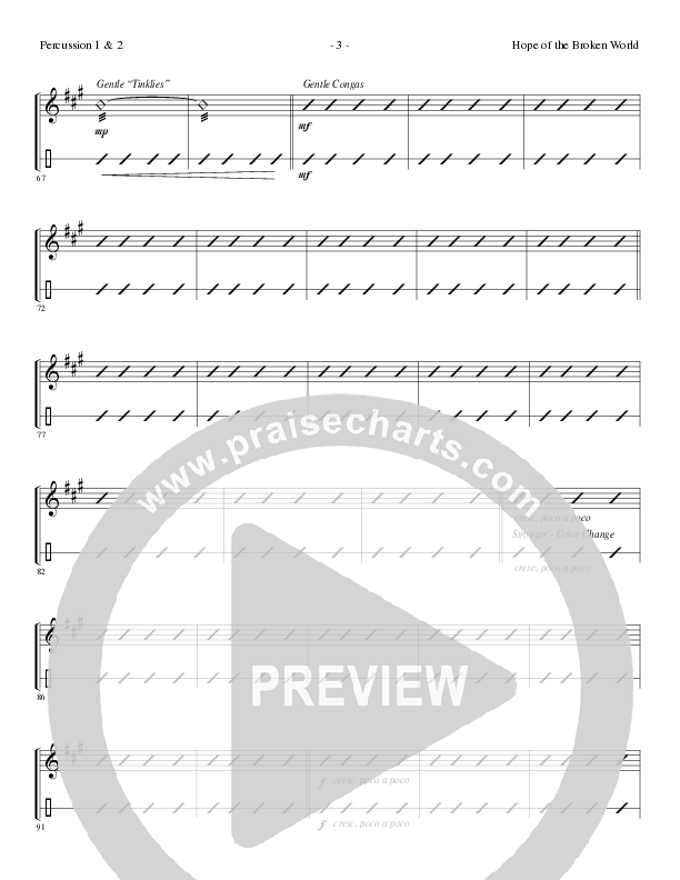 Hope Of The Broken World (Choral Anthem SATB) Percussion (Lillenas Choral / Arr. David Clydesdale)