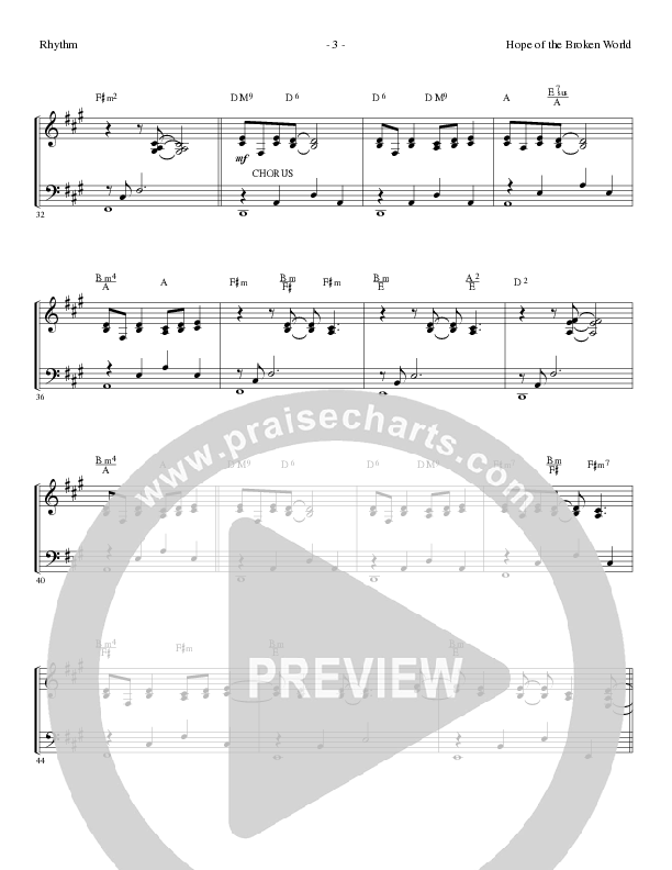 Hope Of The Broken World (Choral Anthem SATB) Rhythm Chart (Lillenas Choral / Arr. David Clydesdale)