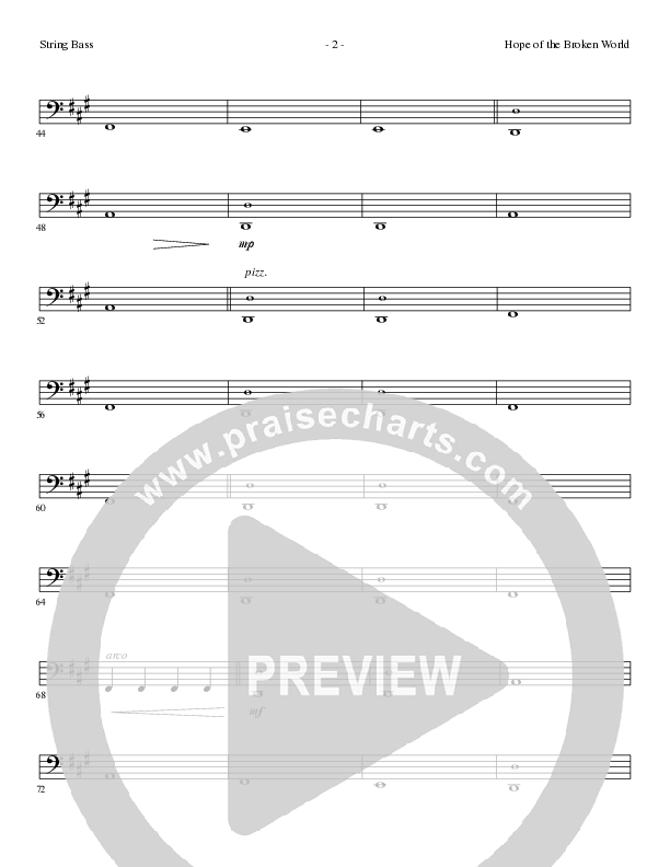 Hope Of The Broken World (Choral Anthem SATB) String Bass (Lillenas Choral / Arr. David Clydesdale)