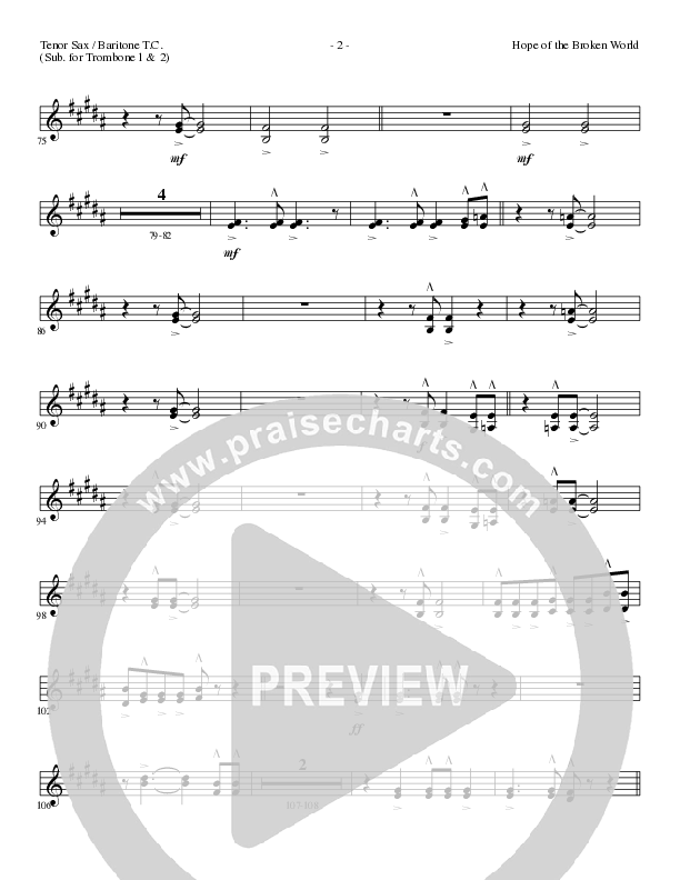 Hope Of The Broken World (Choral Anthem SATB) Tenor Sax/Baritone T.C. (Lillenas Choral / Arr. David Clydesdale)