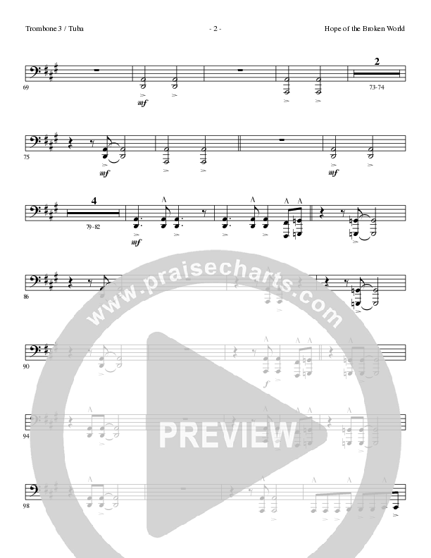 Hope Of The Broken World (Choral Anthem SATB) Trombone 3/Tuba (Lillenas Choral / Arr. David Clydesdale)