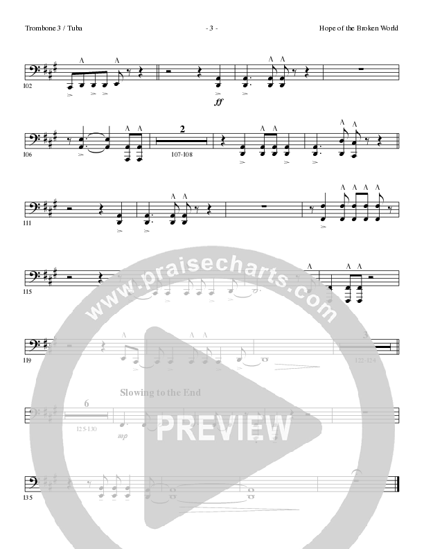 Hope Of The Broken World (Choral Anthem SATB) Trombone 3/Tuba (Lillenas Choral / Arr. David Clydesdale)