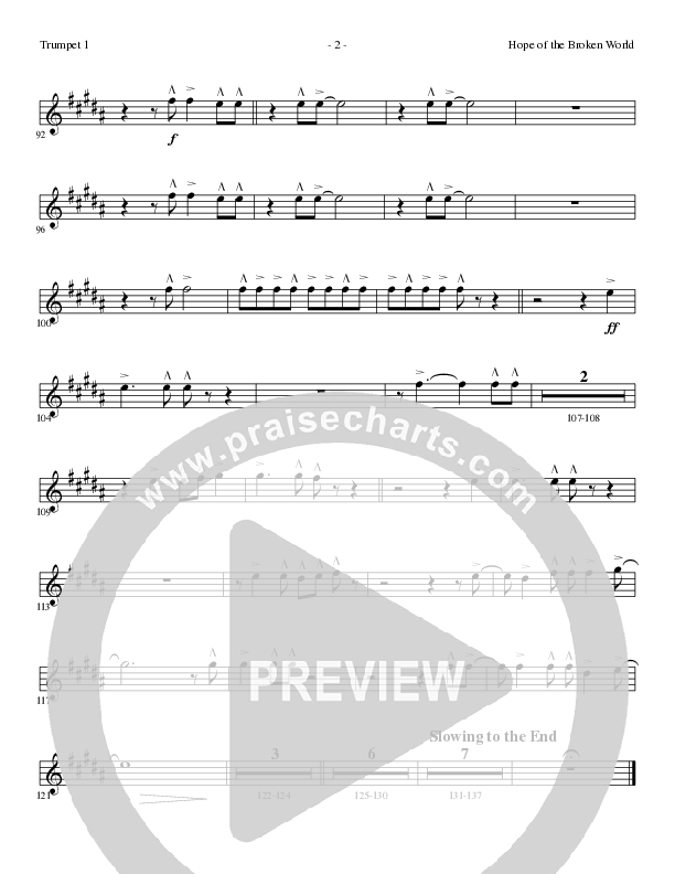 Hope Of The Broken World (Choral Anthem SATB) Trumpet 1 (Lillenas Choral / Arr. David Clydesdale)