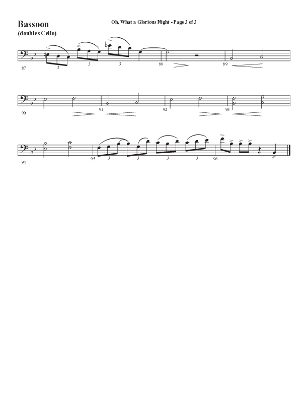 Oh What A Glorious Night (Choral Anthem SATB) Bassoon (Word Music Choral / Arr. Steve Mauldin)