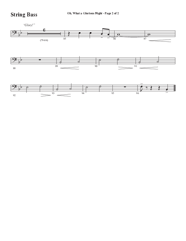 Oh What A Glorious Night (Choral Anthem SATB) Double Bass (Word Music Choral / Arr. Steve Mauldin)