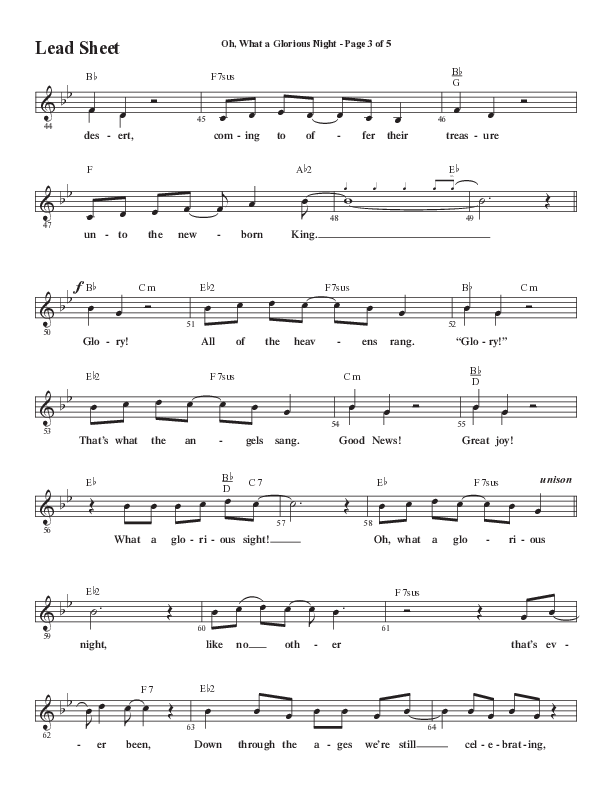 Oh What A Glorious Night (Choral Anthem SATB) Lead Sheet (Melody) (Word Music Choral / Arr. Steve Mauldin)