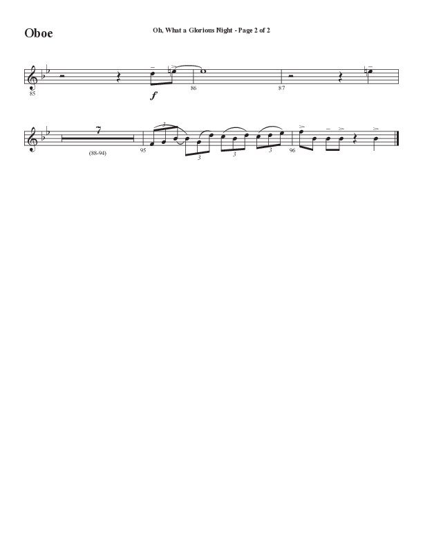 Oh What A Glorious Night (Choral Anthem SATB) Oboe (Word Music Choral / Arr. Steve Mauldin)