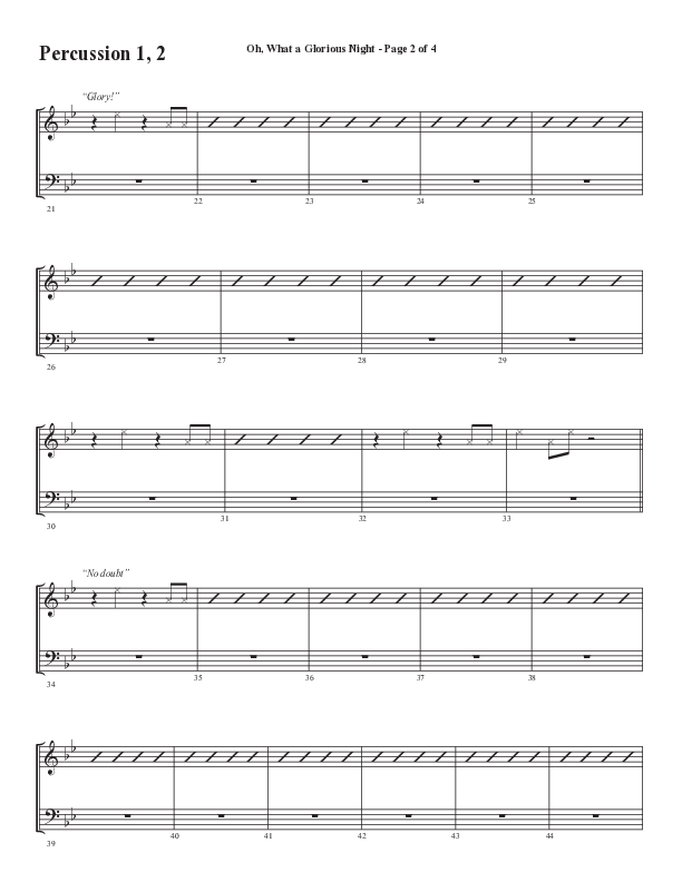 Oh What A Glorious Night (Choral Anthem SATB) Percussion 1/2 (Word Music Choral / Arr. Steve Mauldin)