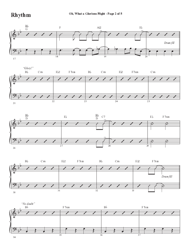 Oh What A Glorious Night (Choral Anthem SATB) Rhythm Chart (Word Music Choral / Arr. Steve Mauldin)