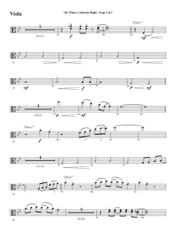 Oh What A Glorious Night (Choral Anthem SATB) Viola (Word Music Choral / Arr. Steve Mauldin)