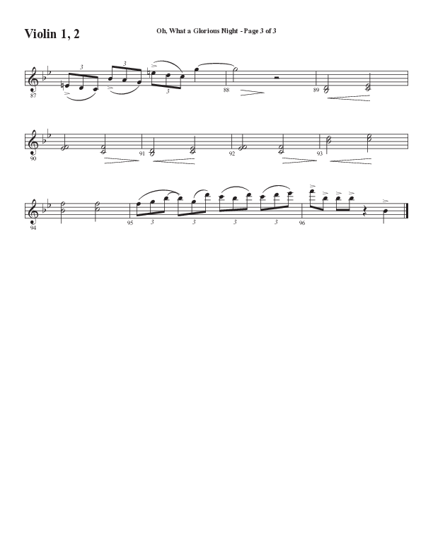 Oh What A Glorious Night (Choral Anthem SATB) Violin 1/2 (Word Music Choral / Arr. Steve Mauldin)