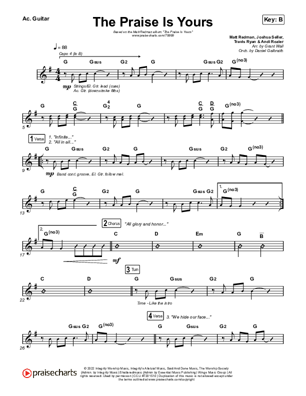 The Praise Is Yours (Live) Acoustic Guitar (Matt Redman)