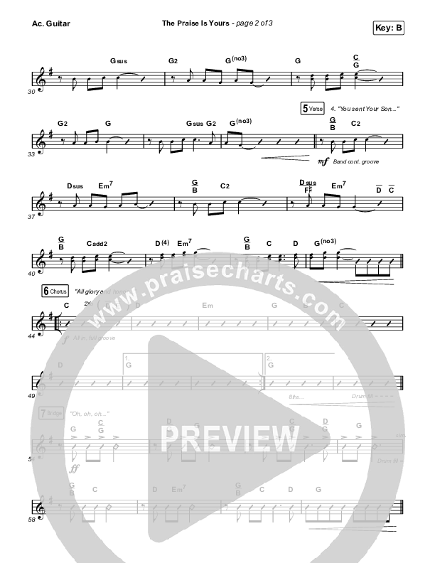 The Praise Is Yours (Live) Acoustic Guitar (Matt Redman)