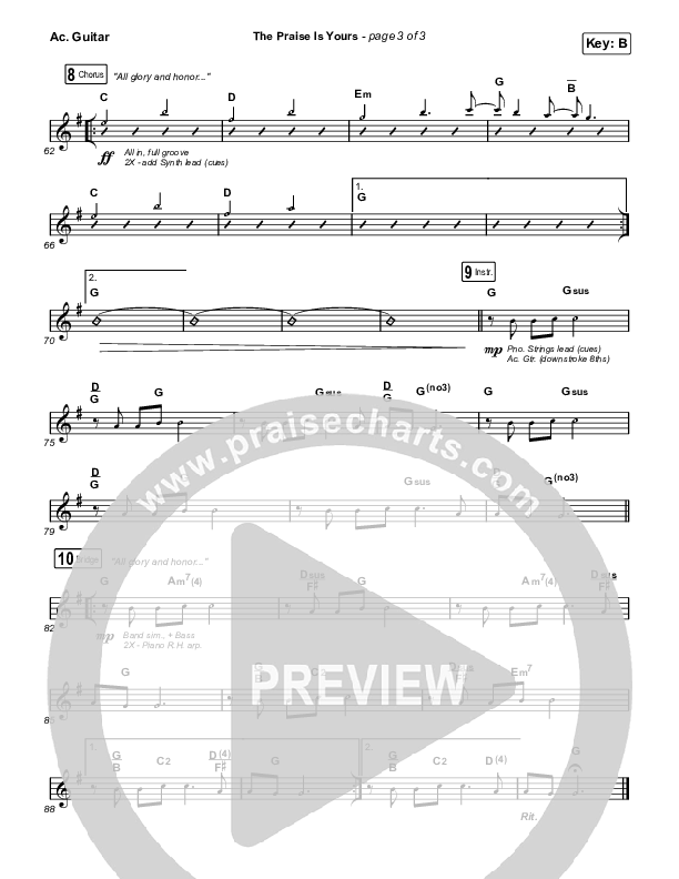 The Praise Is Yours (Live) Acoustic Guitar (Matt Redman)