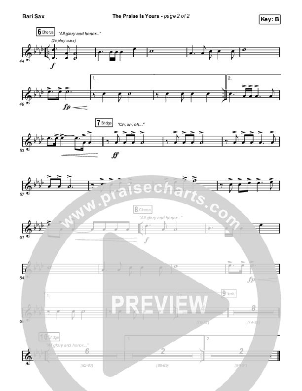 The Praise Is Yours (Live) Bari Sax (Matt Redman)