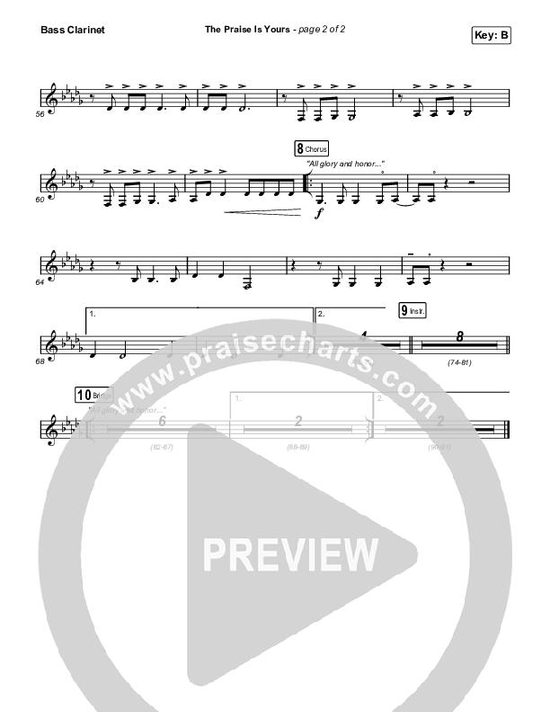 The Praise Is Yours (Live) Bass Clarinet (Matt Redman)