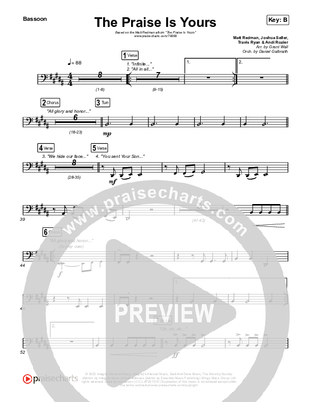 The Praise Is Yours (Live) Bassoon (Matt Redman)