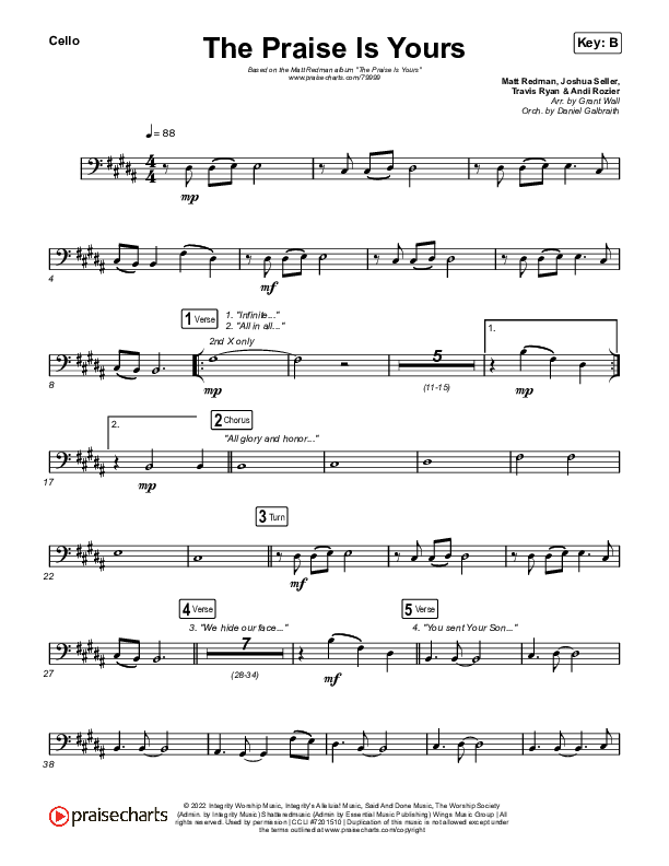 The Praise Is Yours (Live) Cello (Matt Redman)