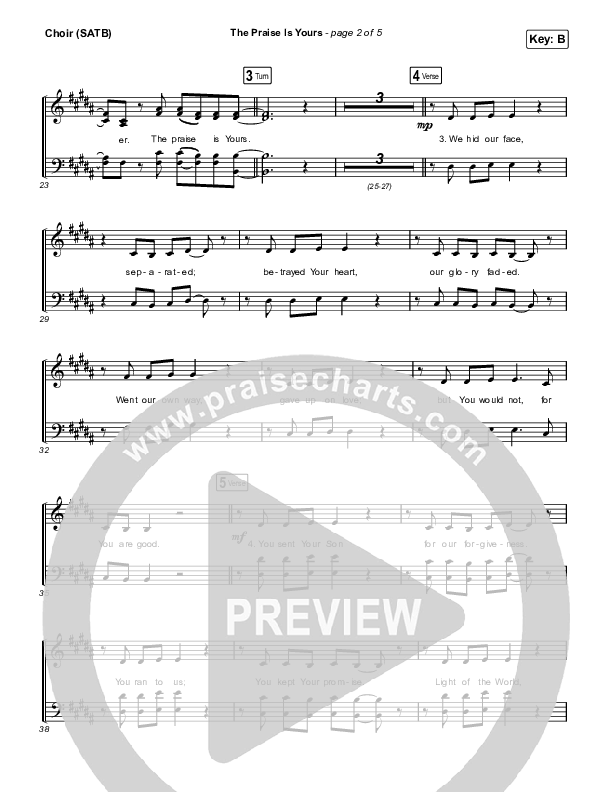 The Praise Is Yours (Live) Choir Sheet (SATB) (Matt Redman)