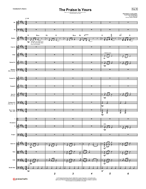 The Praise Is Yours (Live) Conductor's Score (Matt Redman)