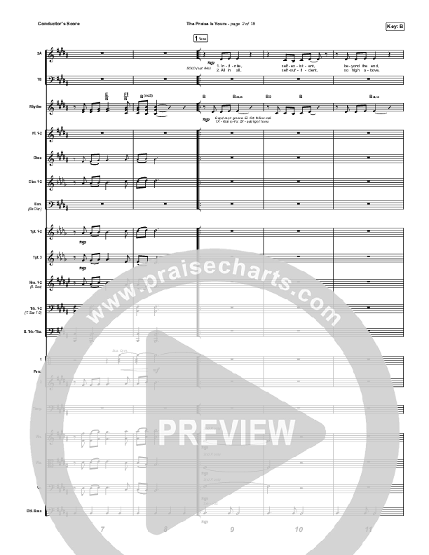 The Praise Is Yours (Live) Conductor's Score (Matt Redman)