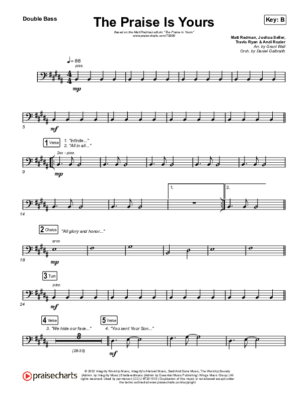 The Praise Is Yours (Live) String Bass (Matt Redman)