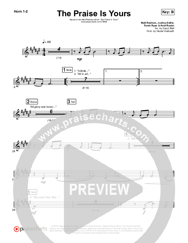 The Praise Is Yours (Live) Brass Pack (Matt Redman)