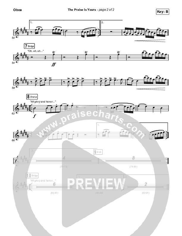 The Praise Is Yours (Live) Oboe (Matt Redman)