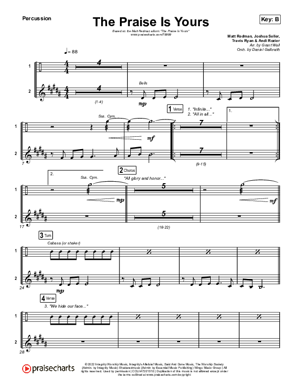 The Praise Is Yours (Live) Percussion (Matt Redman)