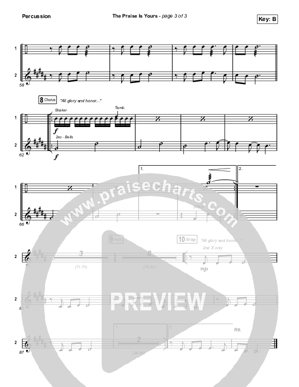 The Praise Is Yours (Live) Percussion (Matt Redman)