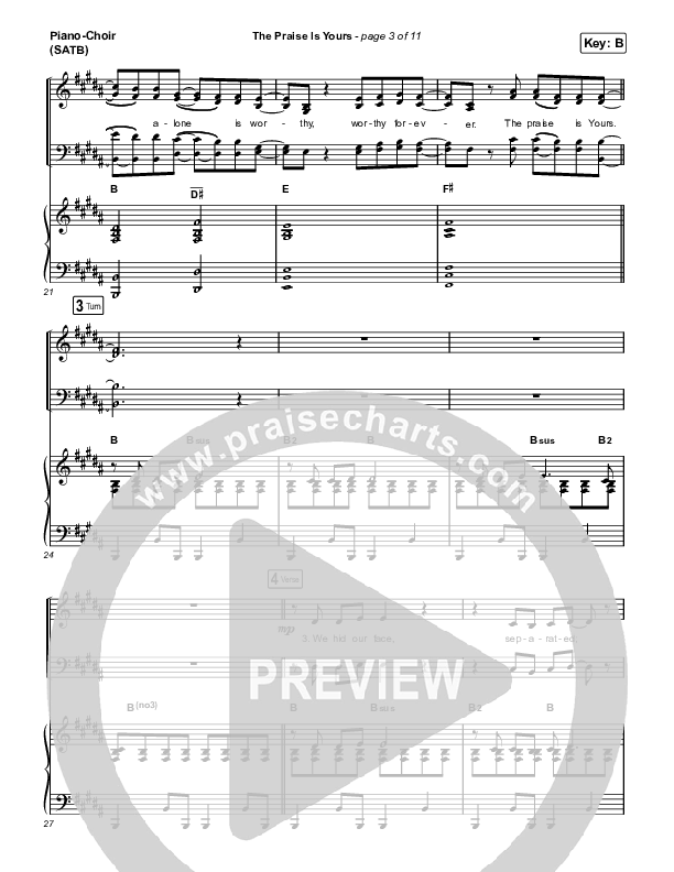 The Praise Is Yours (Live) Piano/Vocal Pack (Matt Redman)