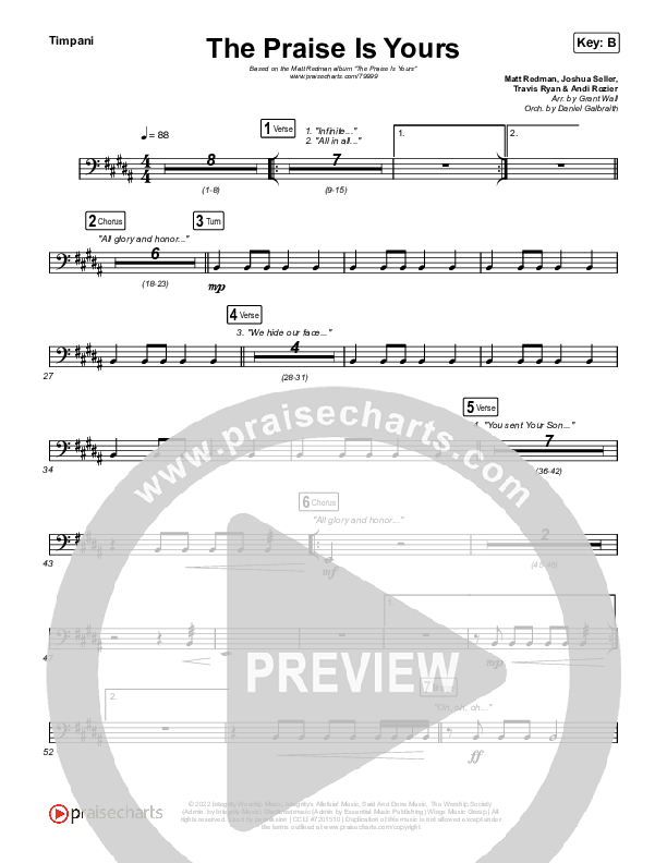 The Praise Is Yours (Live) Timpani (Matt Redman)