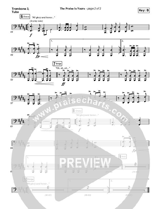 The Praise Is Yours (Live) Trombone 3/Tuba (Matt Redman)