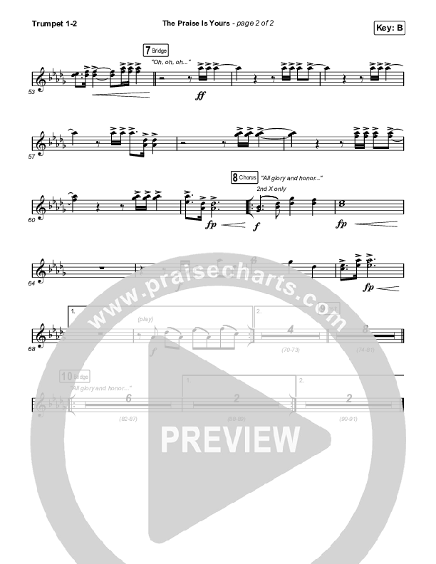 The Praise Is Yours (Live) Trumpet 1,2 (Matt Redman)