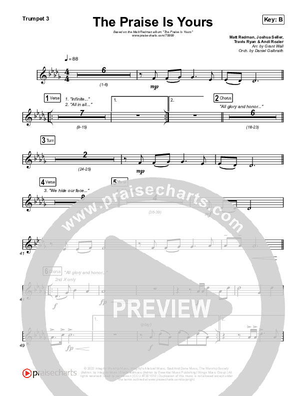 The Praise Is Yours (Live) Trumpet 3 (Matt Redman)