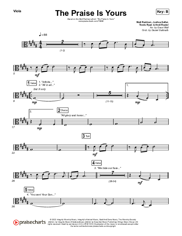 The Praise Is Yours (Live) Viola (Matt Redman)