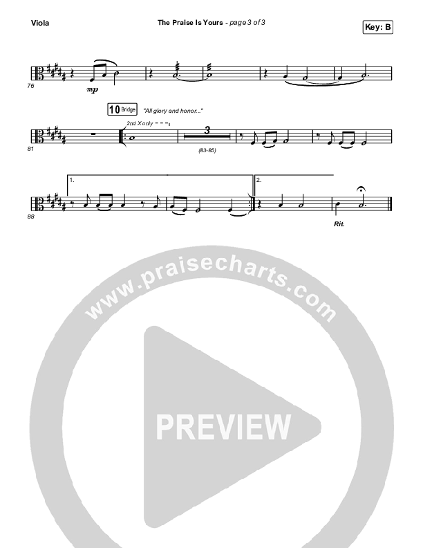 The Praise Is Yours (Live) Viola (Matt Redman)