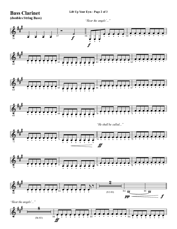 Lift Up Your Eyes (Choral Anthem SATB) Bass Clarinet (Word Music Choral / Arr. Daniel Semsen)