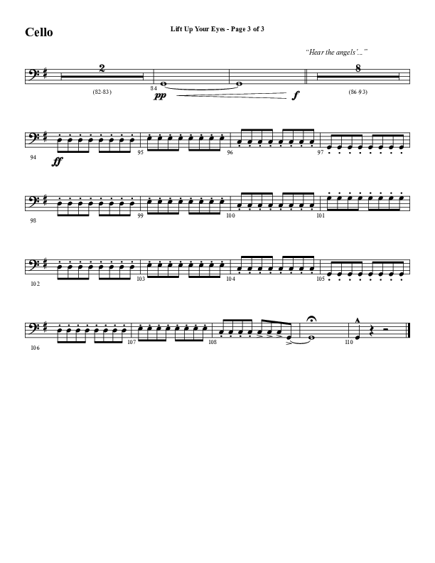 Lift Up Your Eyes (Choral Anthem SATB) Cello (Word Music Choral / Arr. Daniel Semsen)