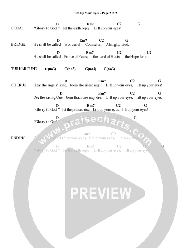 Lift Up Your Eyes (Choral Anthem SATB) Chord Chart (Word Music Choral / Arr. Daniel Semsen)